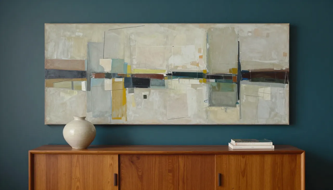 Grand tableau proportionné au-dessus d'un buffet