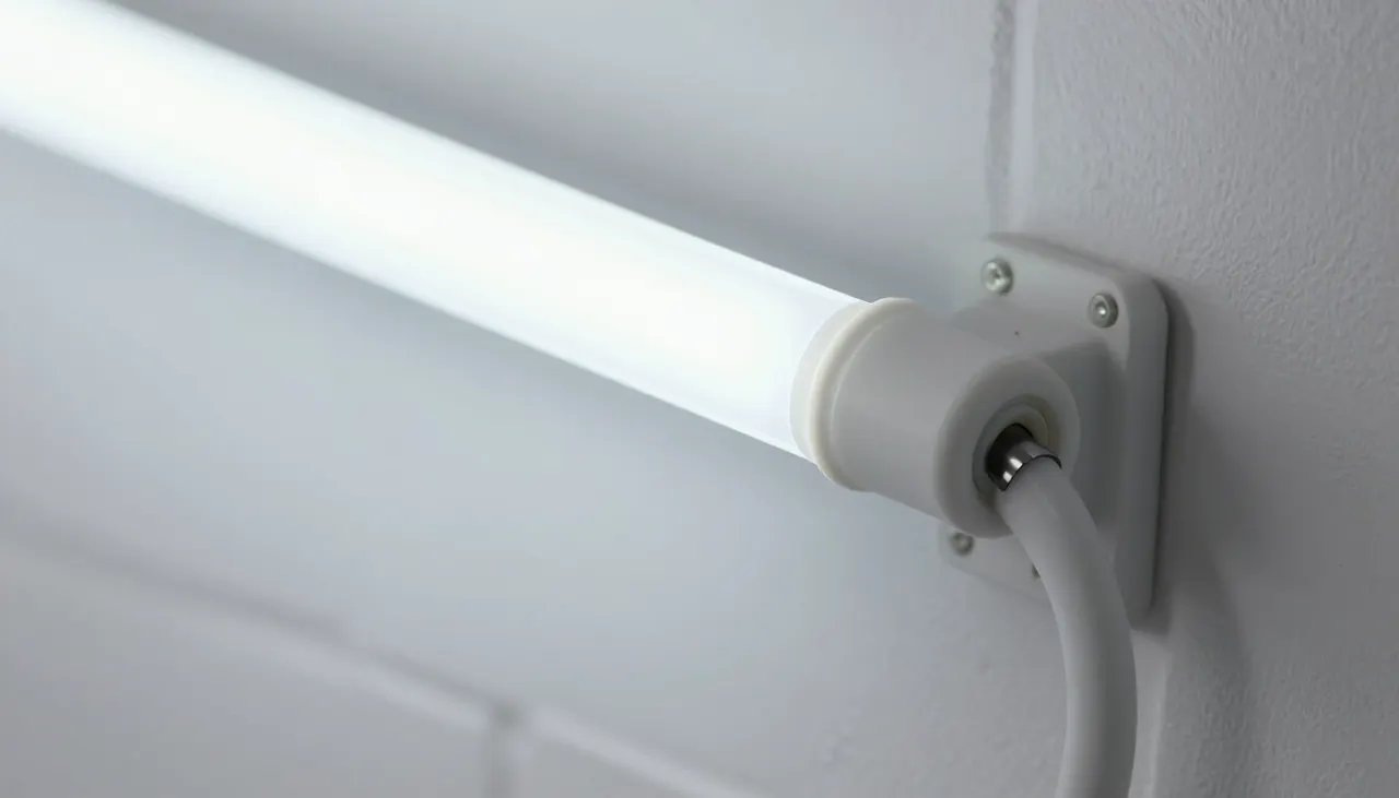 Technologie LED Tube néon LED moderne sur mur blanc