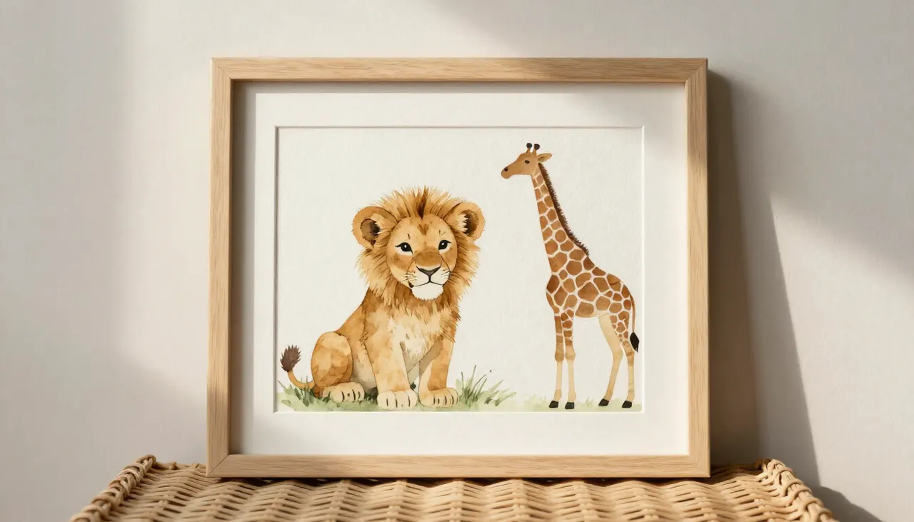 Art animalier Tableau aquarelle animal de la savane chambre bébé