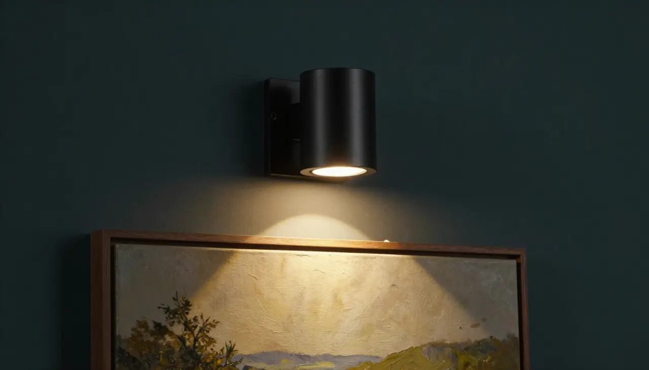 Spot orientable éclairant un tableau
