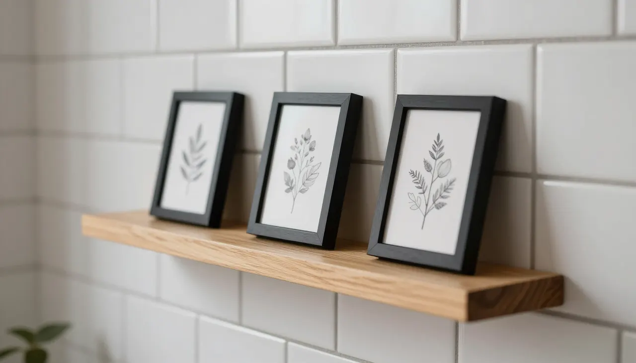 Étagère à tableaux Étagère fine avec des petits tableaux posés