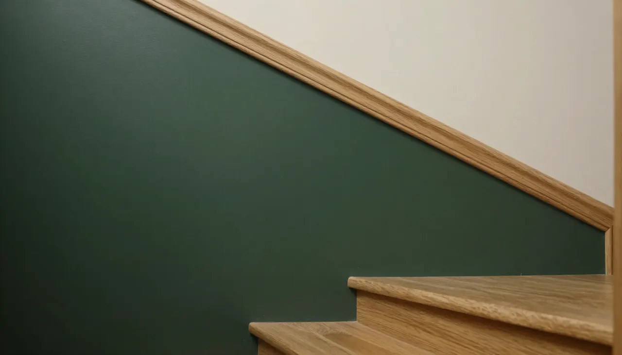 Soubassement de mur d'escalier vert forêt et bois