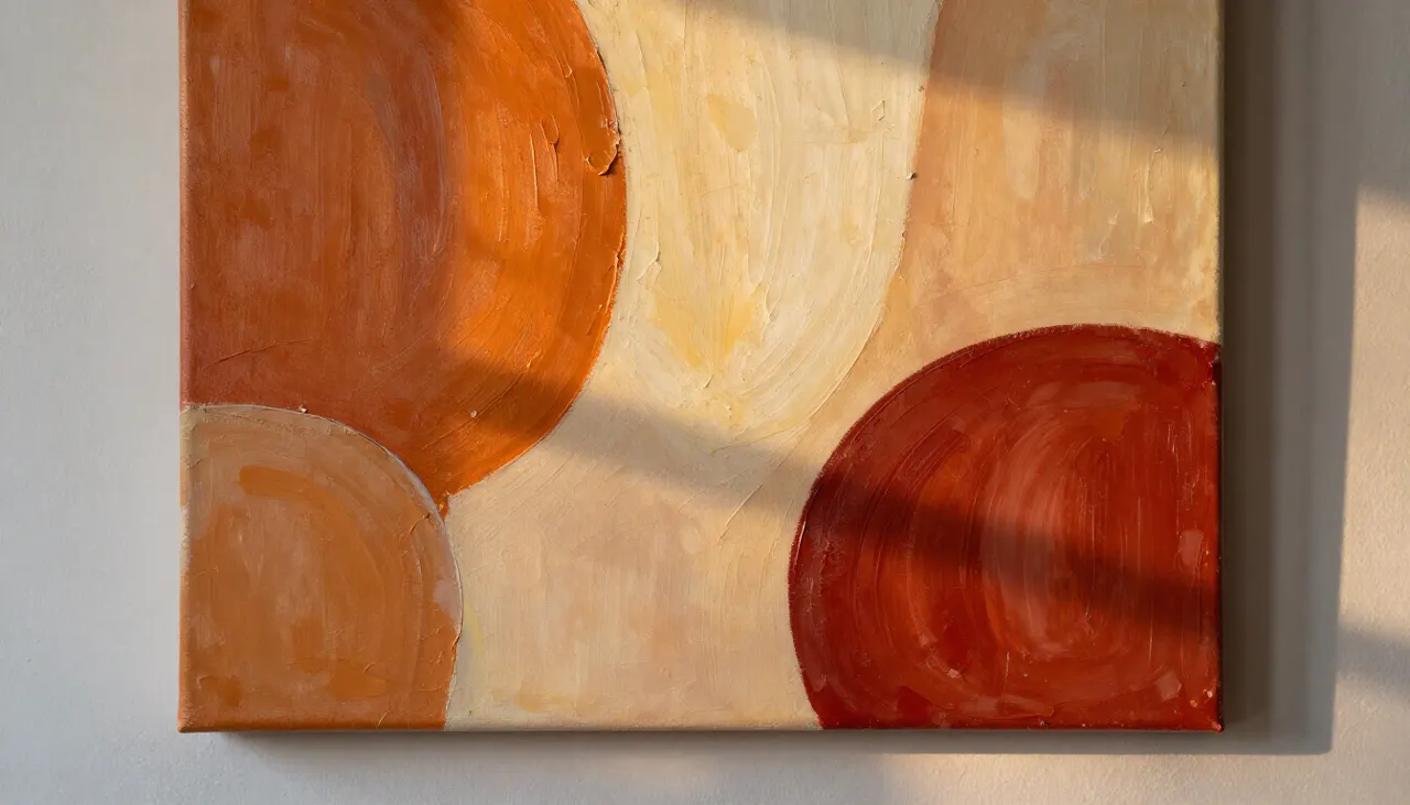 Style et convivialité Tableau aux couleurs chaudes dans une salle à manger