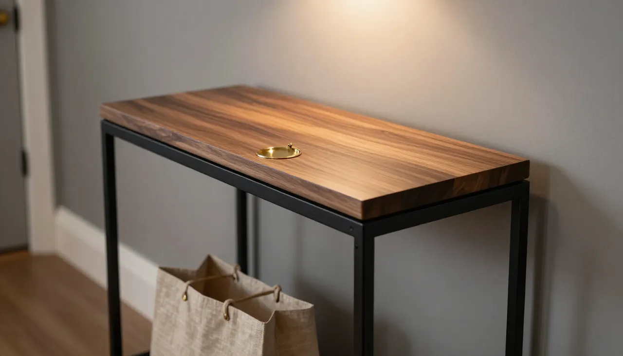 Console en bois avec clés et vide-poches